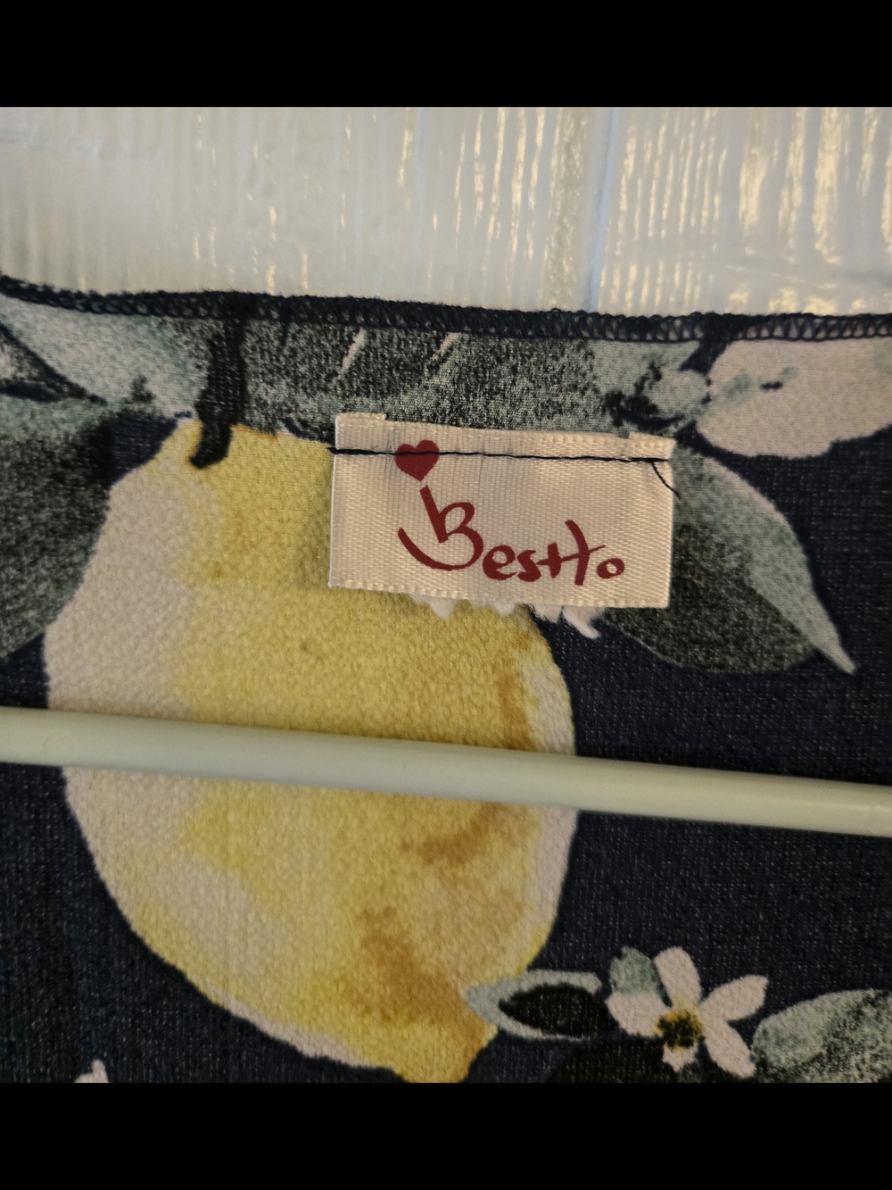 2X Navy Lemon Print Kimono - Picture 4 of 4